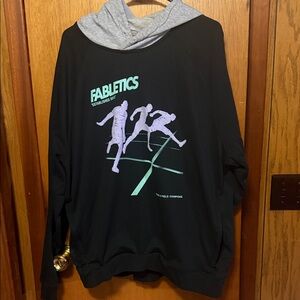 Fabletics Black and Gray Hoodie with Graphic Print